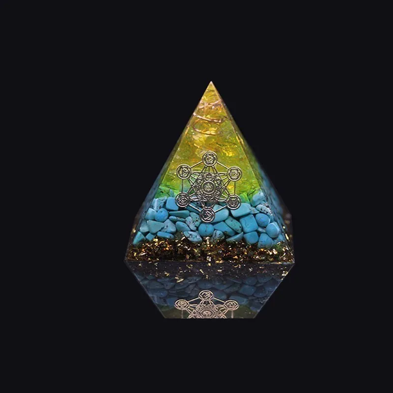AURA REIKI Orgonite Pyramid Pyramid Natural Chakra Crystal Energy Converter Transplanting Evil Spirits To Remove Negative Energy
