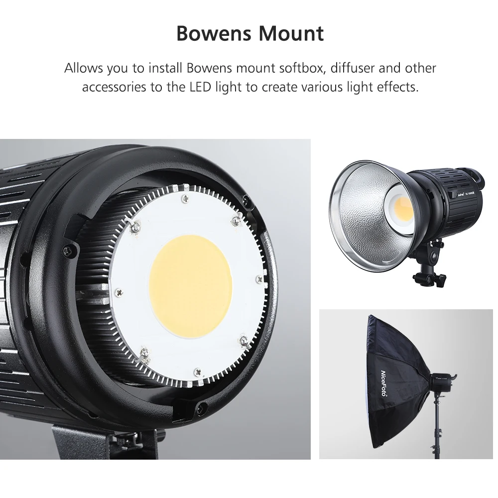 Adjustable Brightness NiceFoto HC-1000B II 100W LCD Display LED Video Light 3200K/5600K+Remote Control Color Filters CZ STOCK |