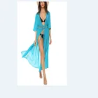 Женская накидка на бикини, длинный кафтан с высокой талией, летняя пикантная Женская пляжная одежда, пляжное платье макси, купальник, купальный костюм