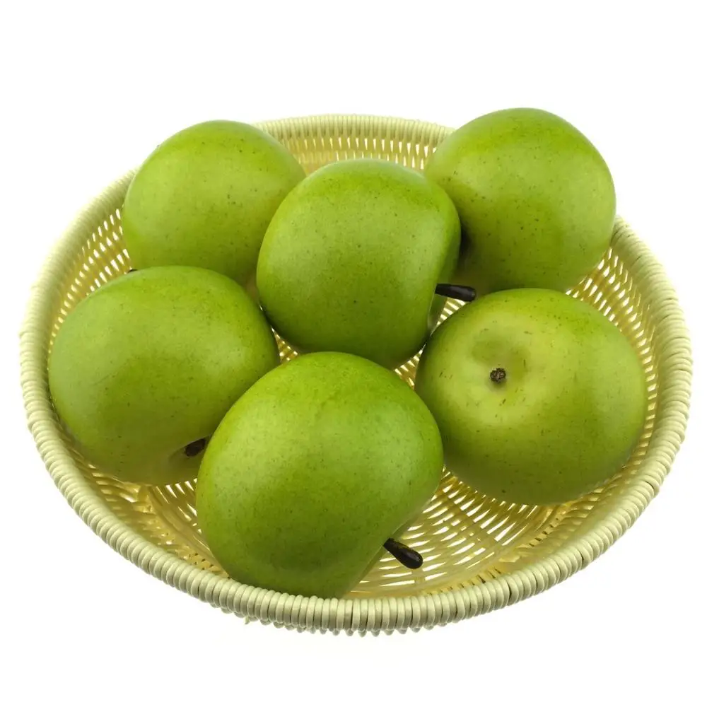 gresorth 6pcs lifelike artificial green apple faux fake apples fruit home house kitchen cabinet decoration free global shipping