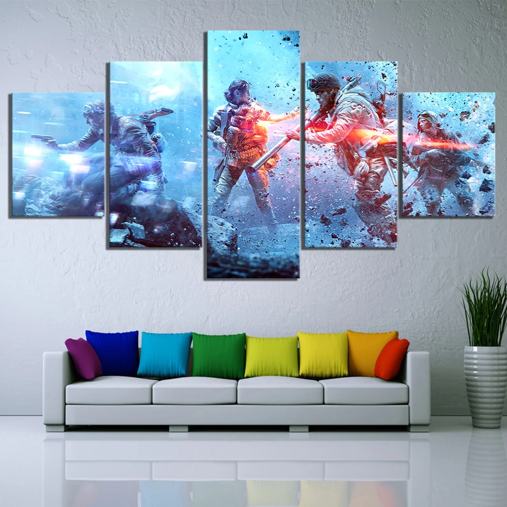 

Home Decor Poster HD Pictures Prints Canvas 5 Piece Modular Battlefield 5 Gema Living Room Art Decorative Painting Framed
