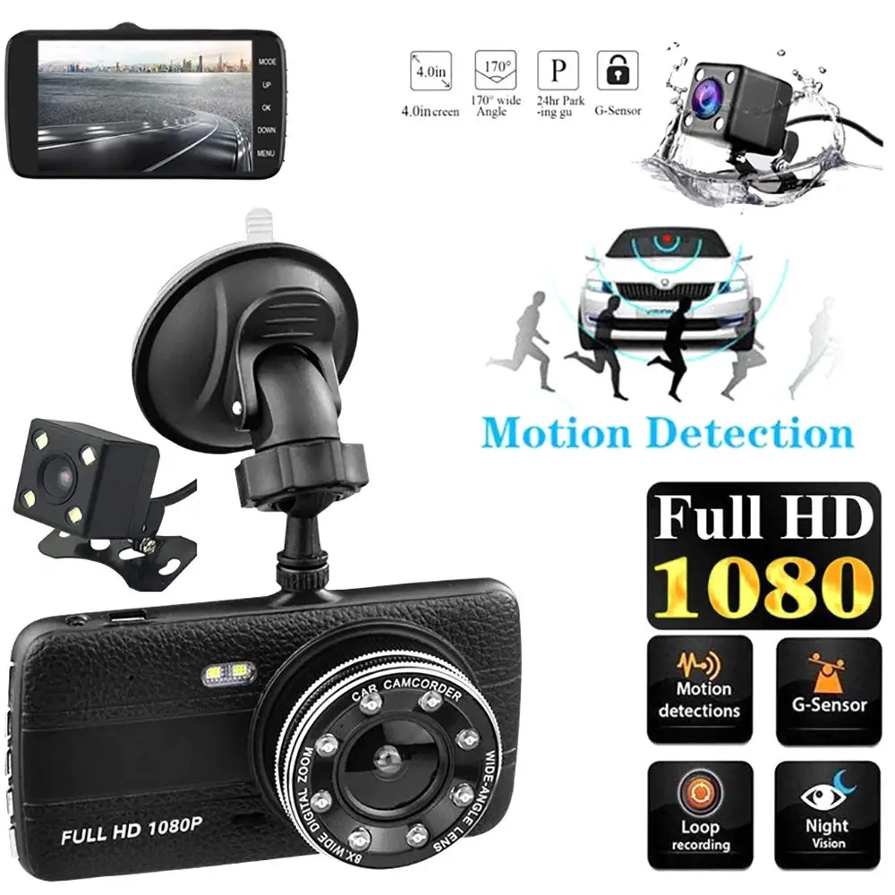 4 дюймовый IPS экран высокой четкости двойная камера 1080P Автомобильный регистратор