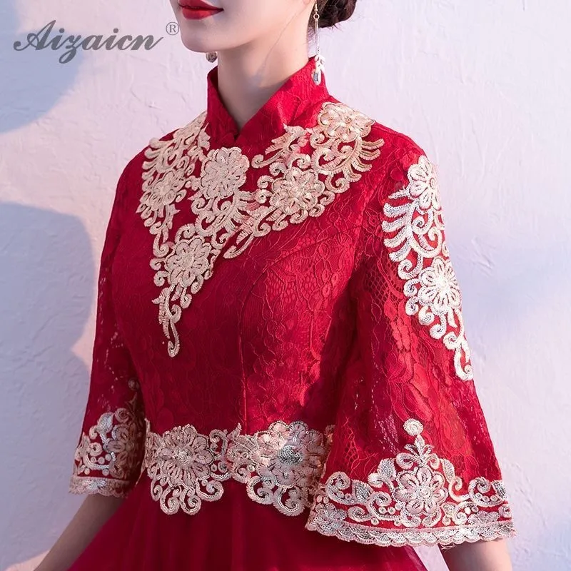 Китайское платье для беременных Cheongsam китайское традиционное длинное с вышитыми