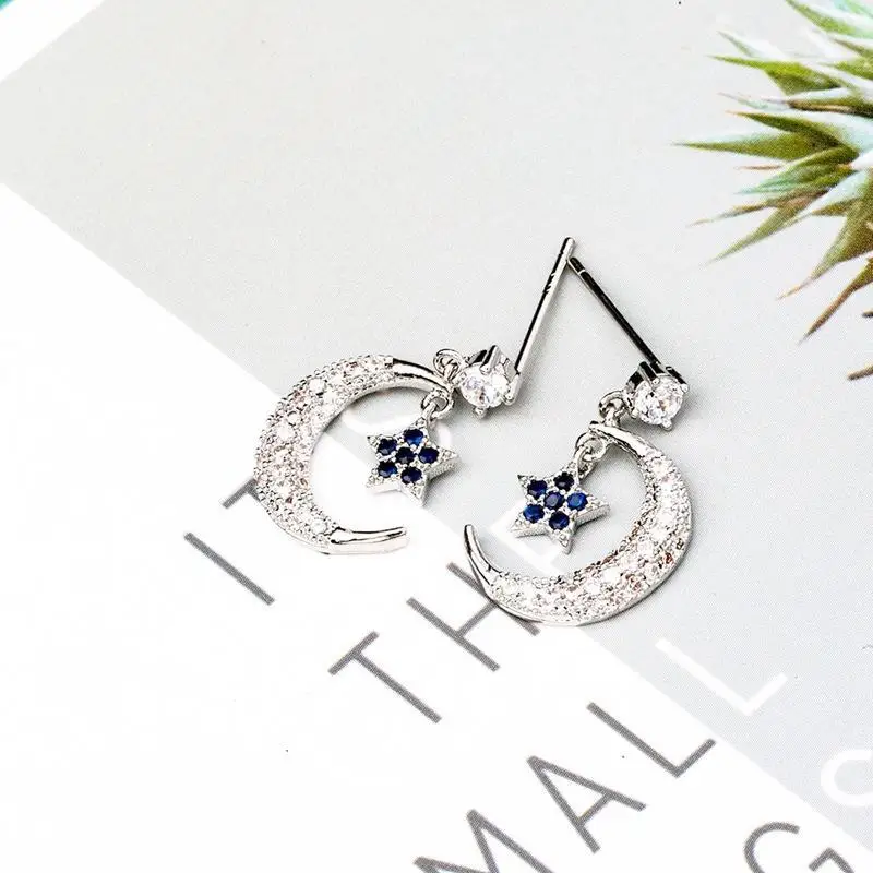 Кристаллы Луна и звезда серьги-гвоздики очаровательные серьги-капли для женщин