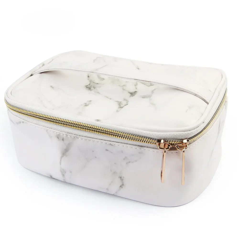 Professional Large Makeup Bag Cosmetic Case Storage Handle Organizer Travel Kit Women's Marbling Bags | Багаж и сумки