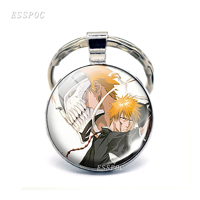 

Japanese Anime Pendant Glass Dome Keychain Ichigo Kurosaki Shinigami Hollow Mask Anime Manga