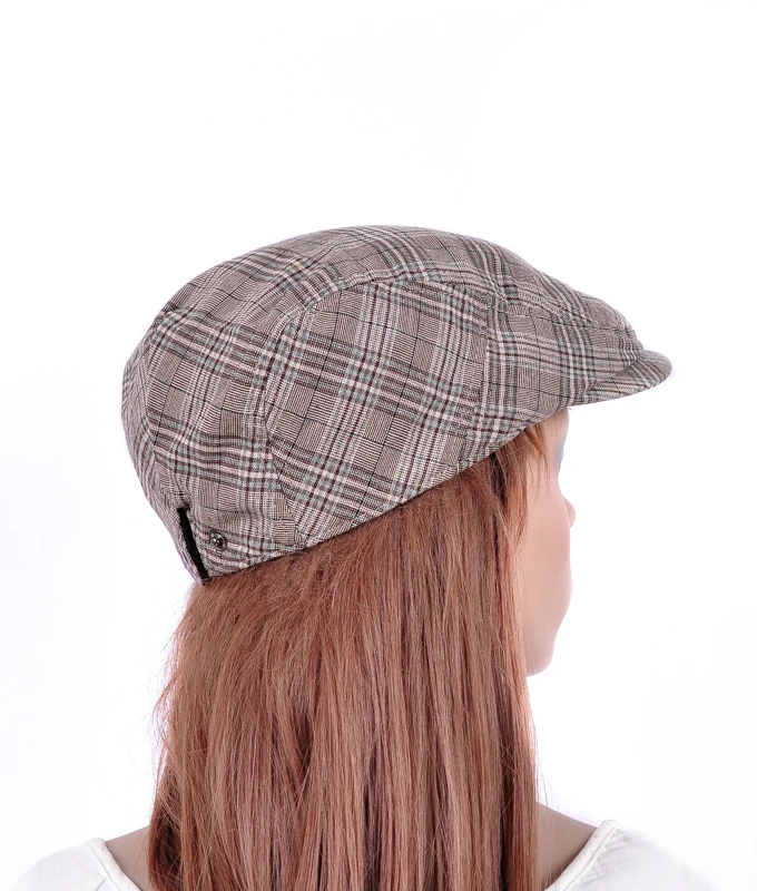 M534 Новая Женская Блестящая Кепка цвета хаки в клетку Newsboy Cabbie Costume Hat |