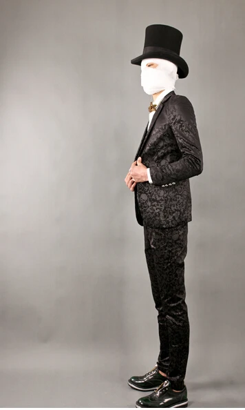 2020 New fashion men's dark suit men skull costume printed costume singer costumes mens suits