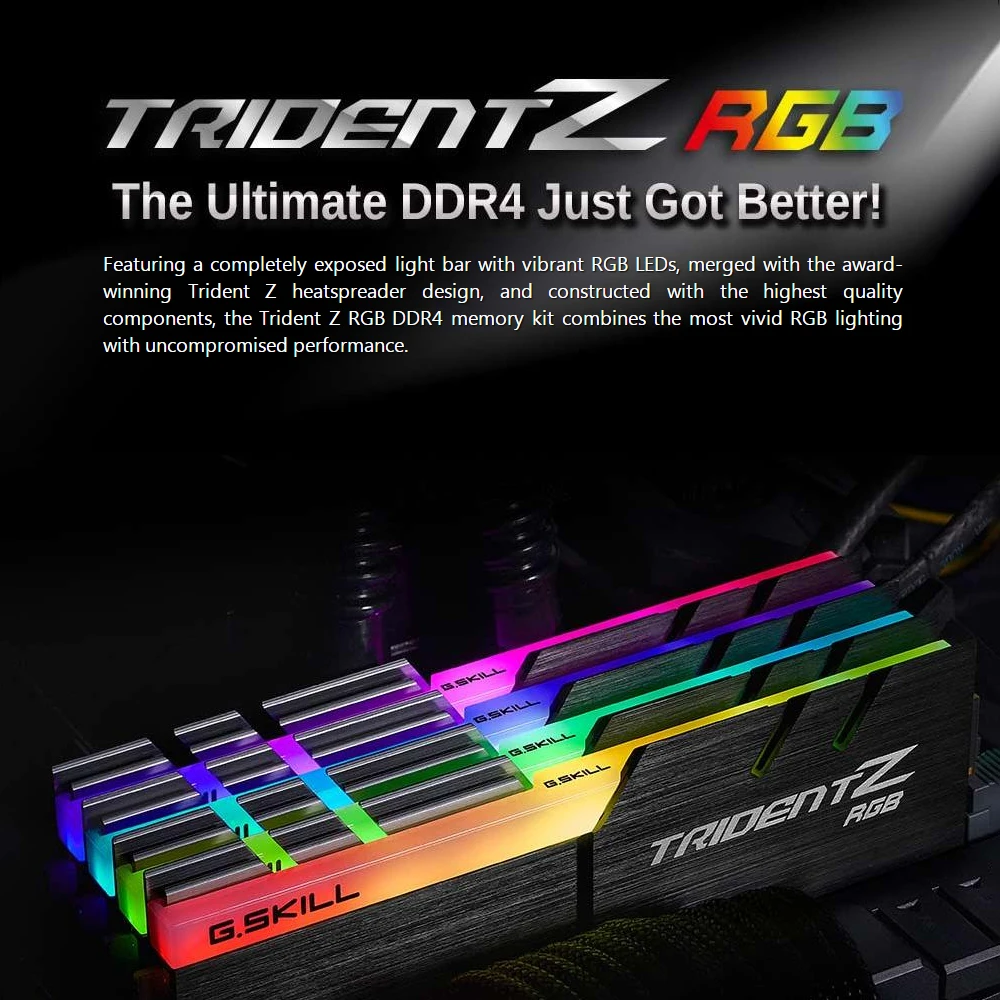 Память TridentZ G.SKILL RGB серии 32 Гб (4x8 ГБ) DDR4 3200 МГц для ПК компьютера настольного 16 18