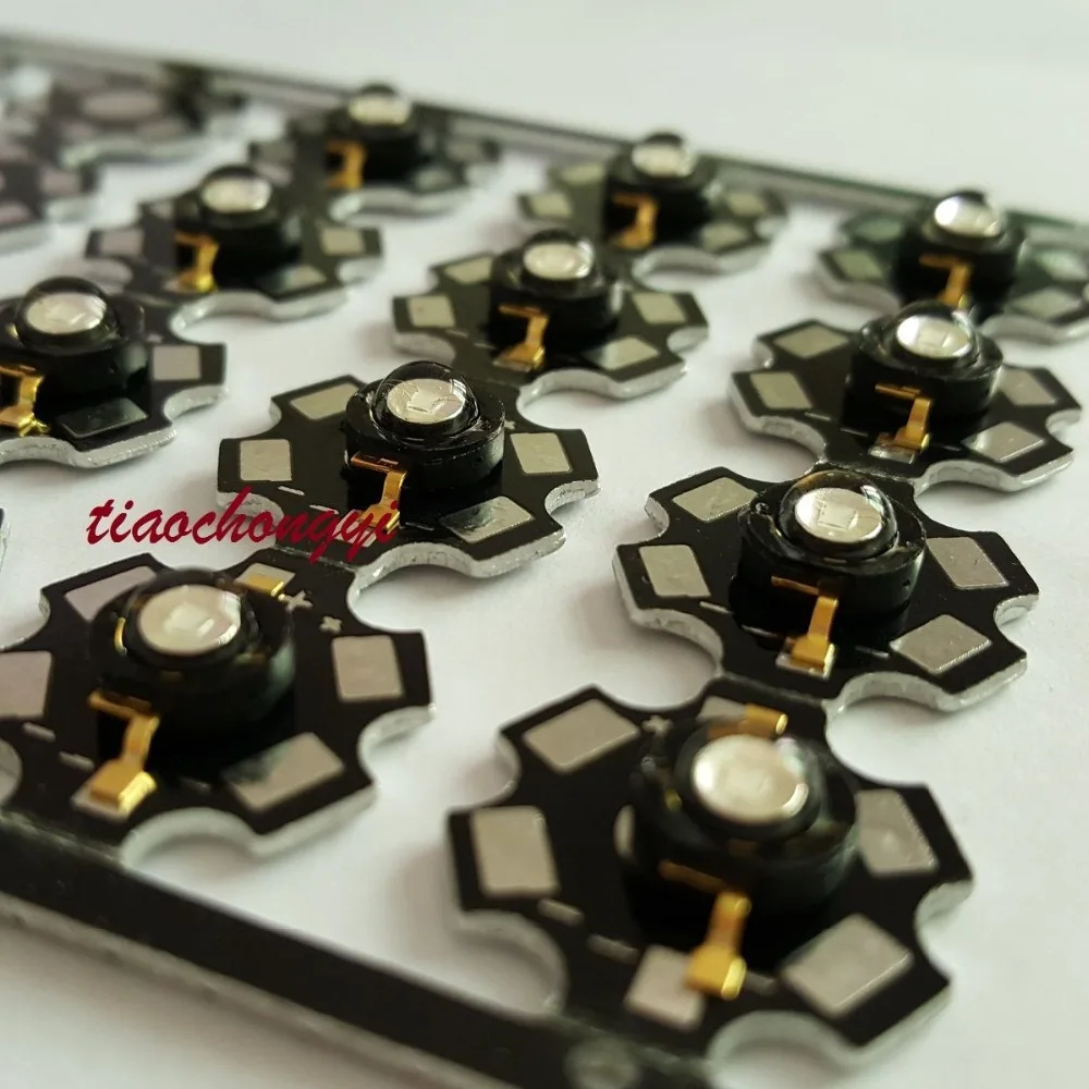 3W UV 365nm LED ультрафиолетовый высокомощный шарик с 20 мм черной звездой основа 100