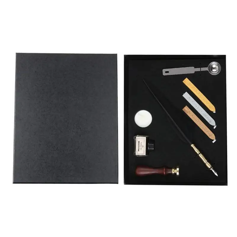 Винтажный набор для письма с перьями Подарочная коробка из нержавеющей стали