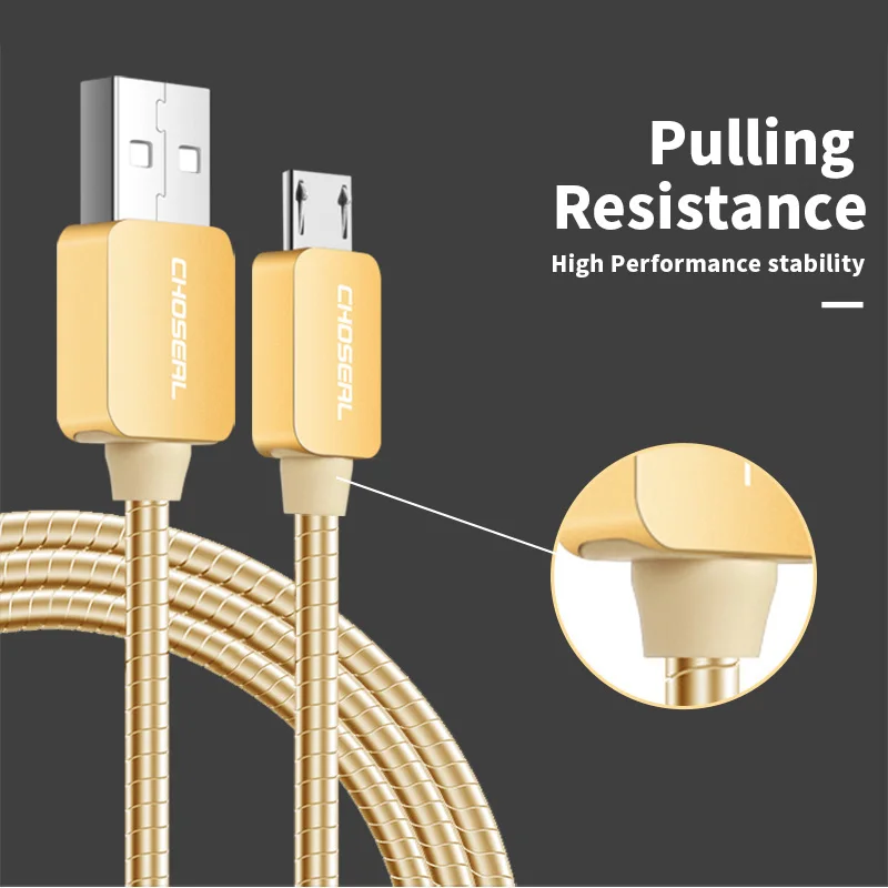 Зарядный кабель Micro USB CHOSEAL металлический плетеный шнур для быстрой синхронизации