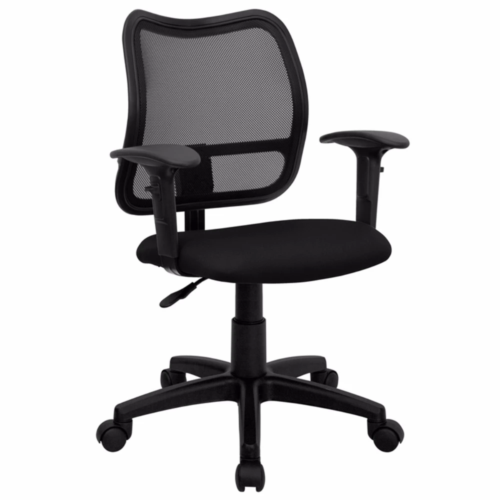 Флэш мебель Mid Back Mesh задача стул с черным тканевые органайзеры и оружия [863 WL A277 BK A