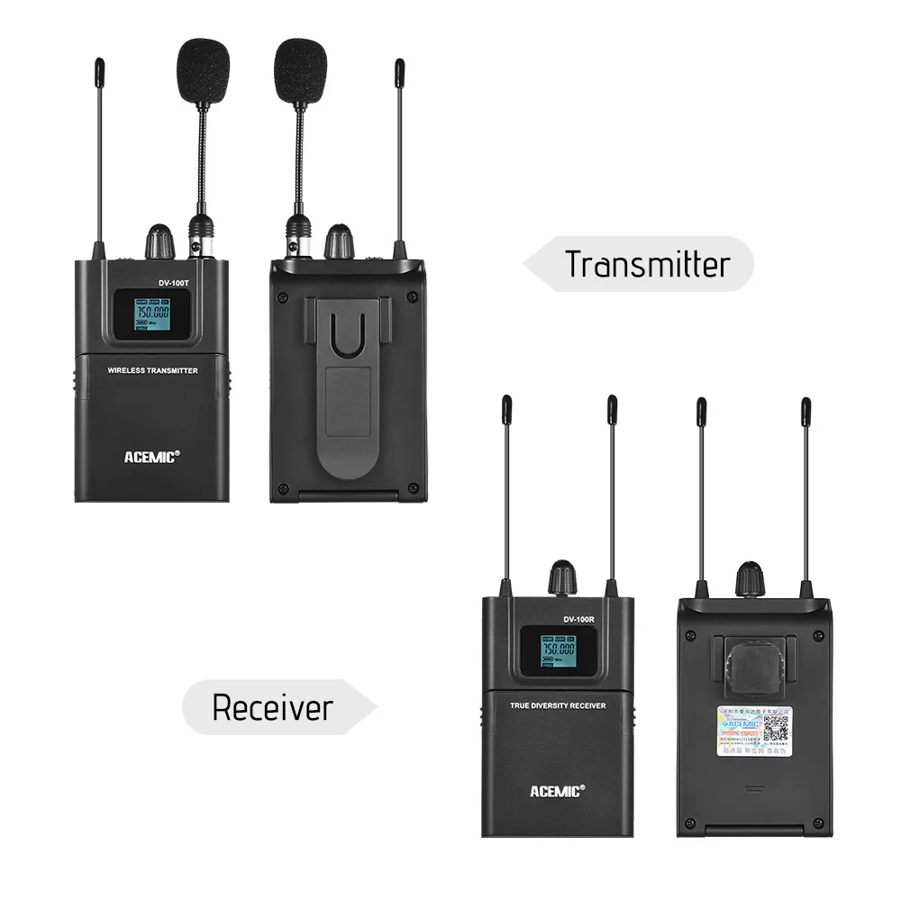 DV100SET Двухканальный UHF беспроводной микрофон система для Canon Nikon Sony DSLR камера