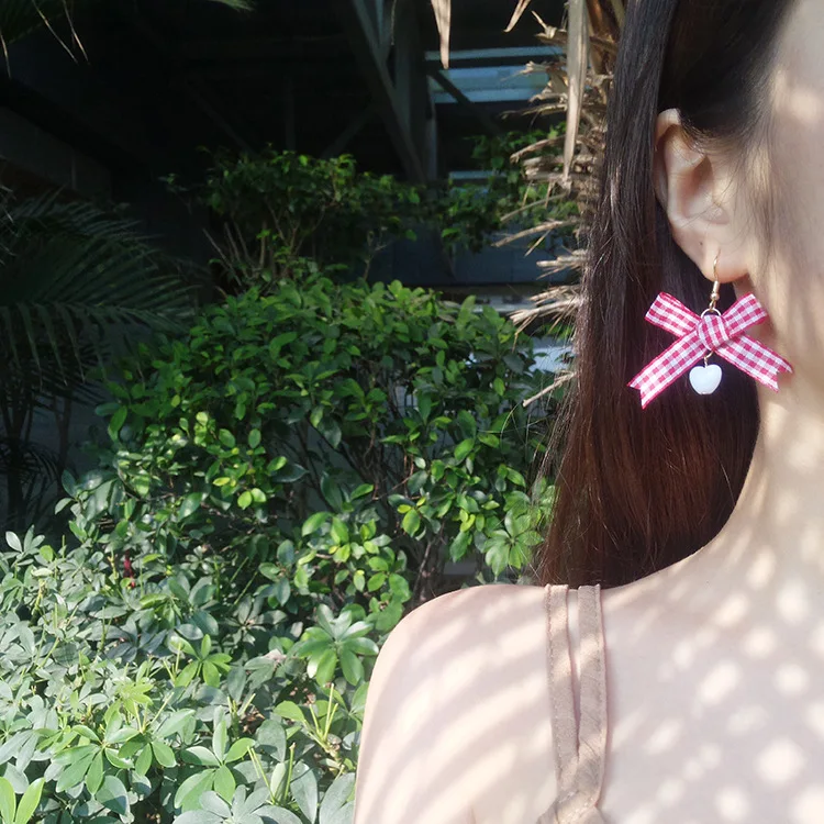 Женские длинные серьги подвески в Корейском стиле с бантиком и жемчугом