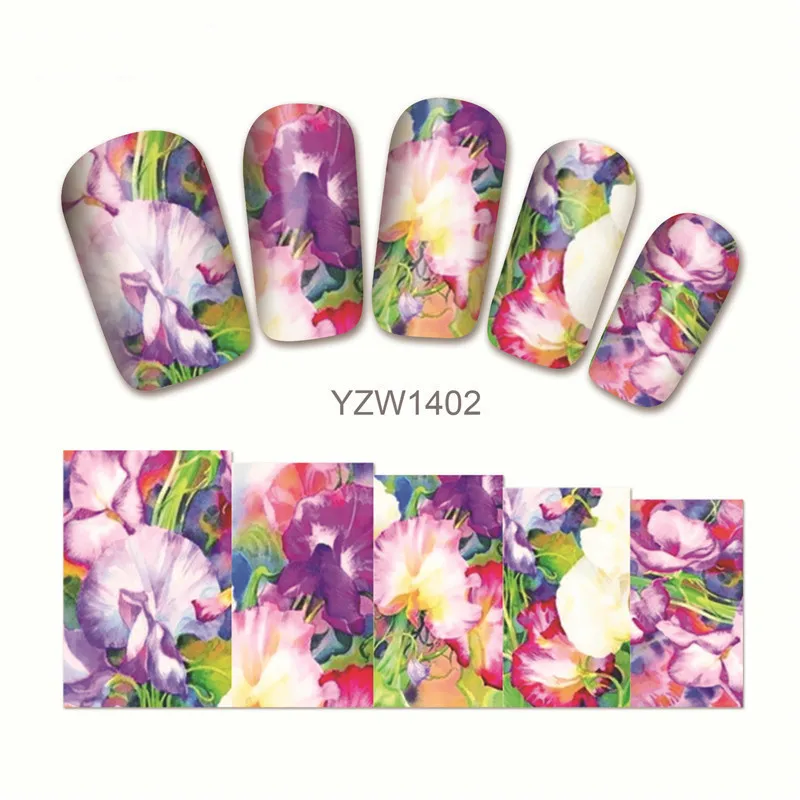 

1 Sheet Flowers Skull Nail Stickers 3d Blossom Water Decals Color Plants Manicure Decorations Nailart Supply For Diy UV Gel Glue
