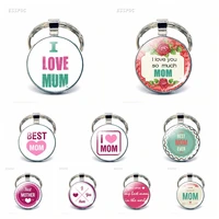 i love mom love keychain quote glass dome cabochon diy key chain ring pendant flatback jewelry women mother day gift