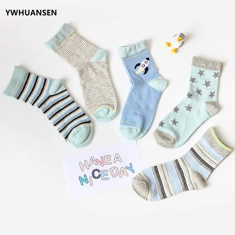 YWHUANSEN 5 пара/лот от 1 до 12 лет мягкие хлопковые носки для мальчиков и девочек милые