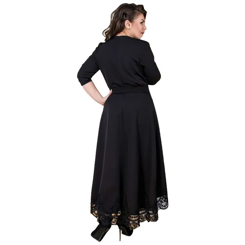 Женское длинное платье черное кружевное большого размера для вечеринок лето 2019 |
