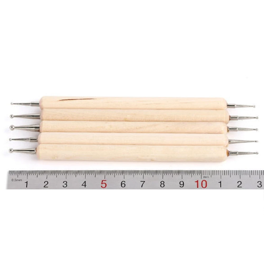 5 шт. набор деревянных двухконцевых ручек для маникюра|Доттсы| |