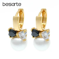 black heart pearls earrings women gift gold hoop earings korean jewelry orecchini perle aretes perla inci parels oorbellen e0310