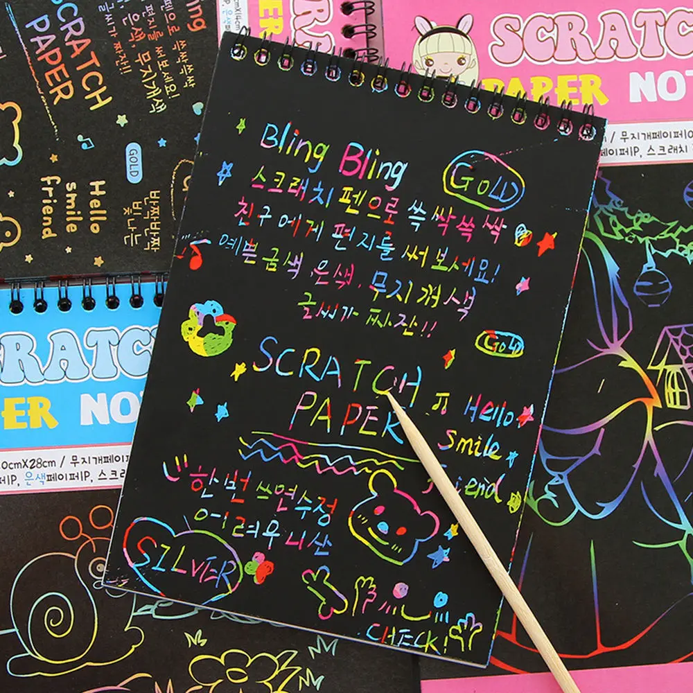 1 шт. DIY Scratchbook скретч наклейки записная книжка для рисования этюдник Детский