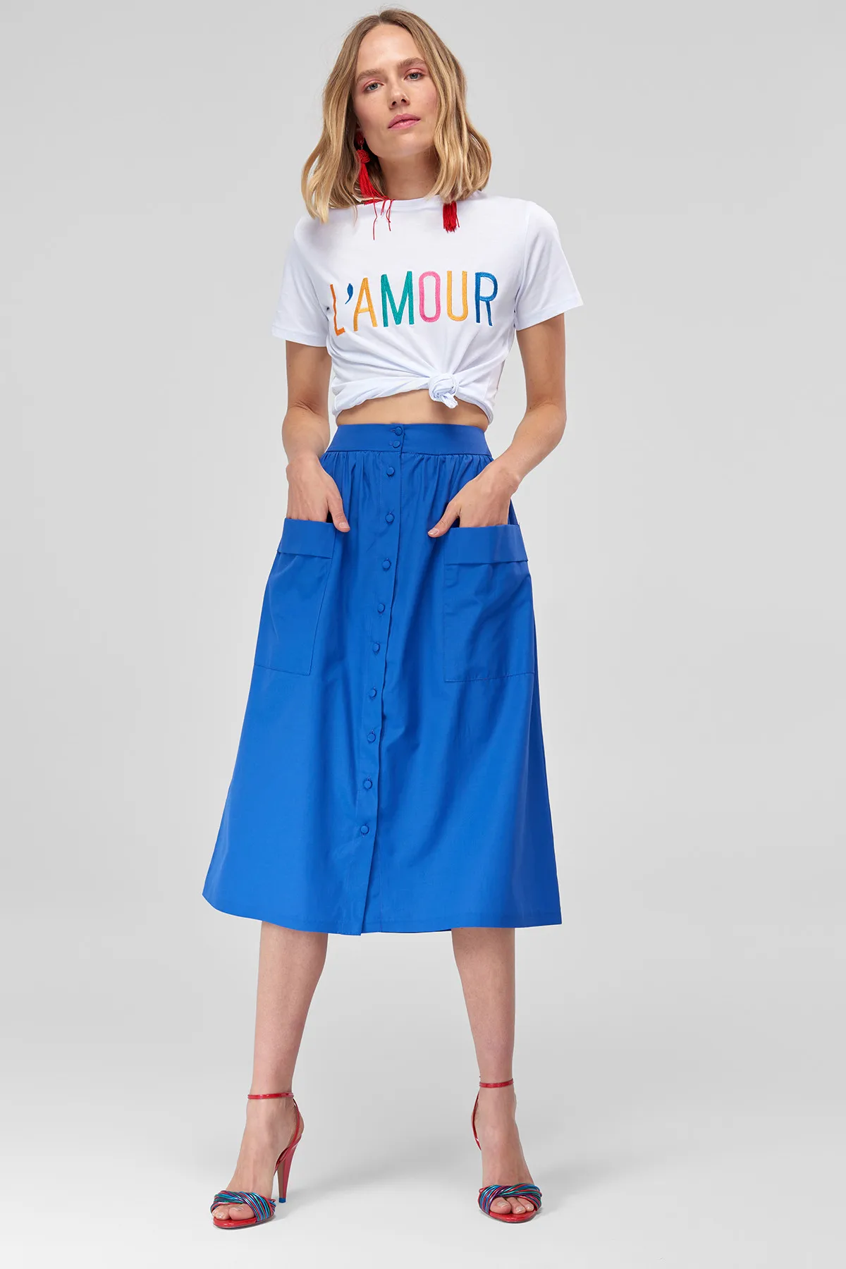 Юбка миди с пуговицами Trendyol Saks TCLSS18BY0046|Женские юбки| |