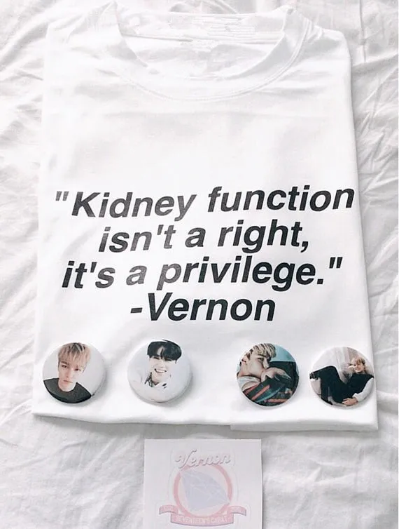 Почечная функция Vernon Цитата Seventeen Кей Поп Футболка moletom do tumblr футболки Унисекс t
