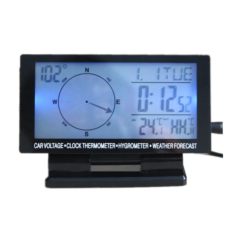 

Universal 4.6" Car Digital Compass with Clock Thermometer Calendar Blue Backlight LCD Display