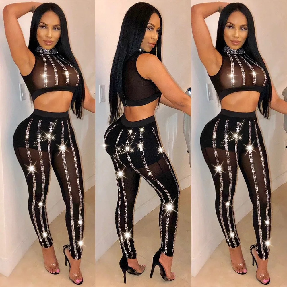 Женский сетчатый комплект из двух предметов летний укороченный топ с высокой