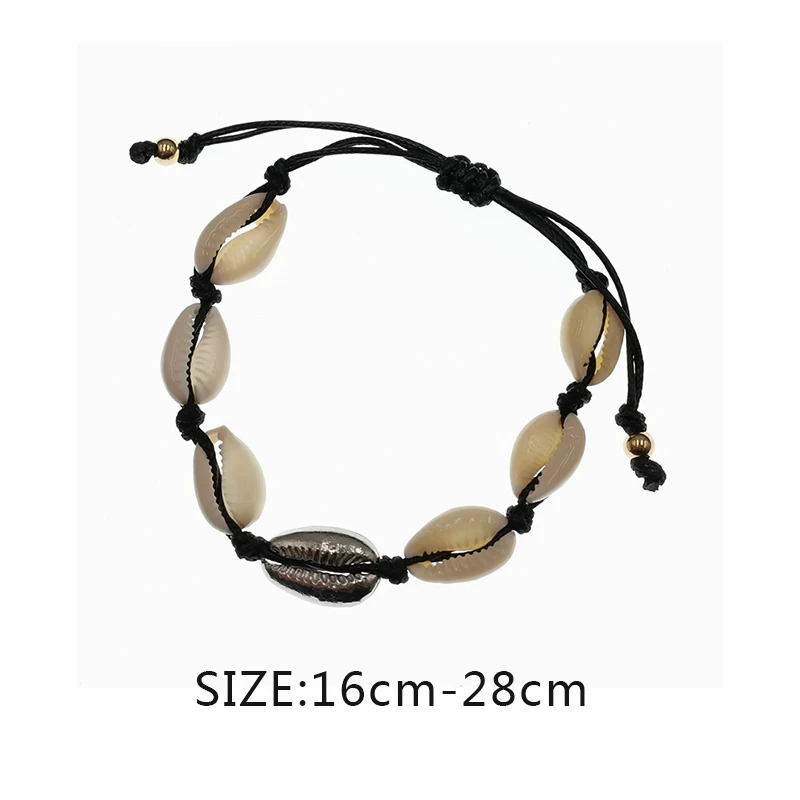 Женский браслет в виде раковины богемном стиле золотой и красный на ногу мужской