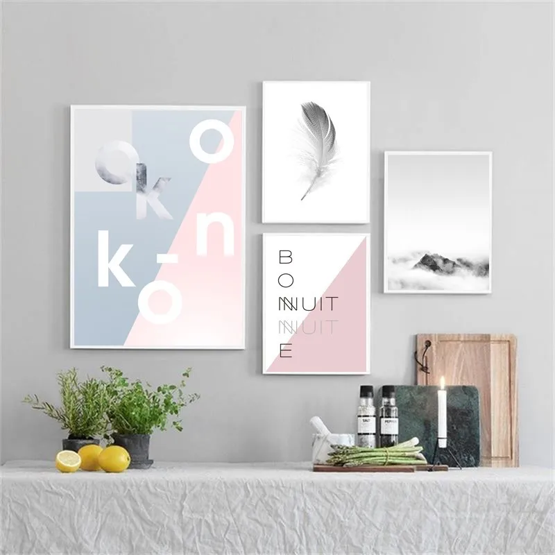 Картина на холсте с изображением перьев в скандинавском стиле | Дом и сад