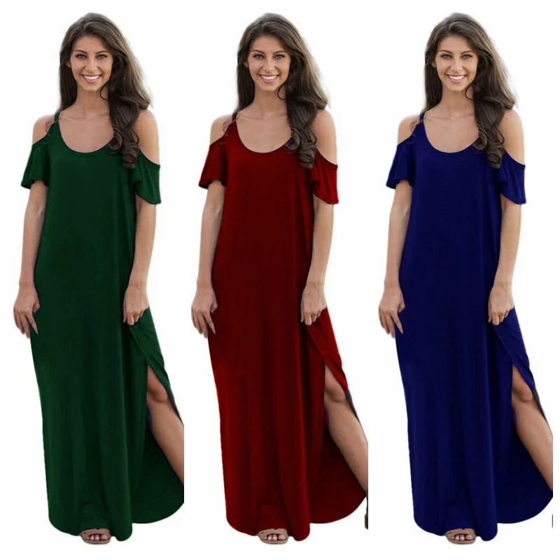 Однотонное повседневное сексуальное богемное пляжное платье модное Платье