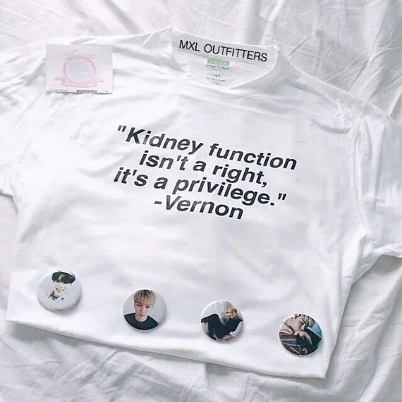 Почечная функция Vernon Цитата Seventeen Кей Поп Футболка moletom do tumblr футболки Унисекс t