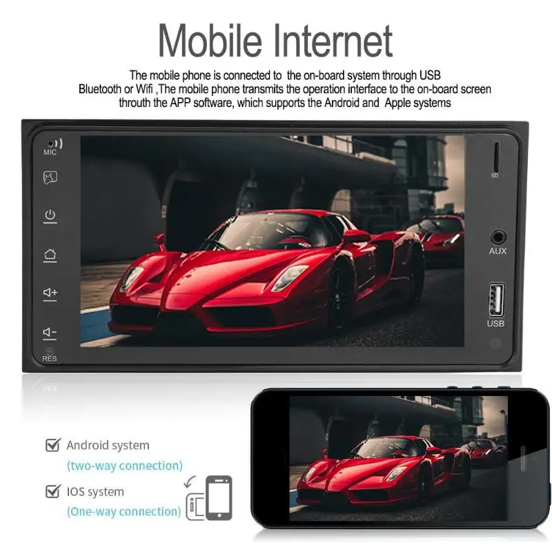 VODOOL 2Din 7 дюймов Android автомобильный стерео MP5 плеер Bluetooth WiFi FM AM радио аудио HD GPS