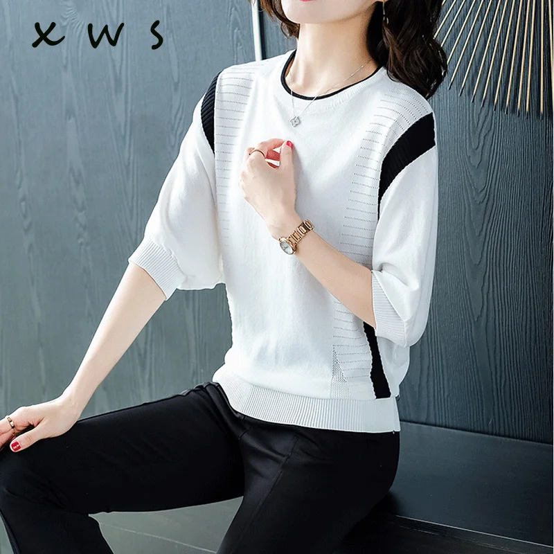 2019 сезон: весна-лето Повседневная пуловер с рукавом летучая мышь вязаный