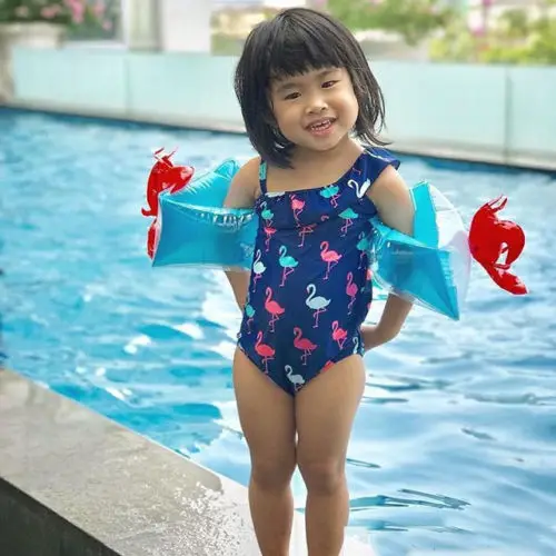 Слитный купальник для маленьких девочек на одно плечо с фламинго ананасом бикини