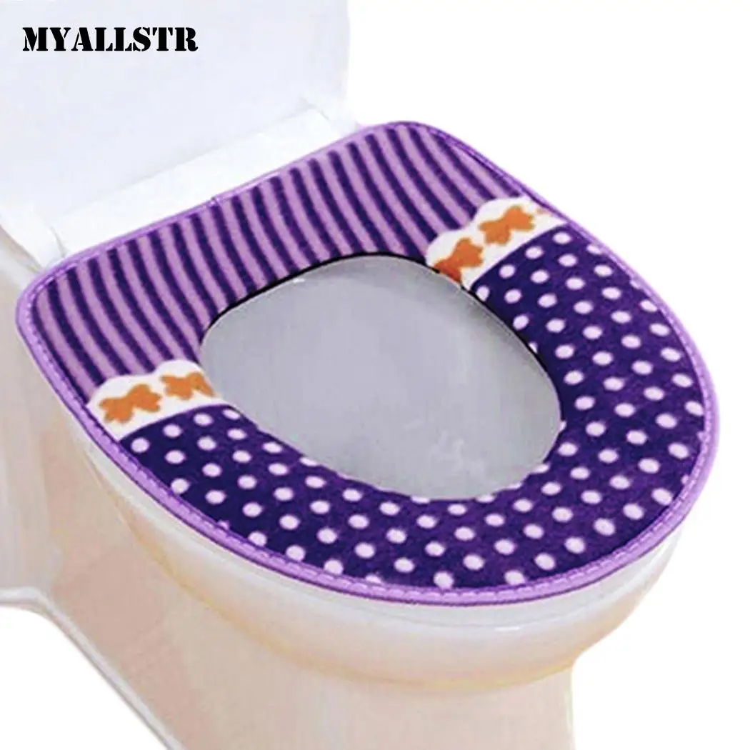 Pad pattern Seat Top toilet Bathroom Cover and Washable stripe Closestool Dot Warmer Toilet cover Soft Stripe | Дом и сад