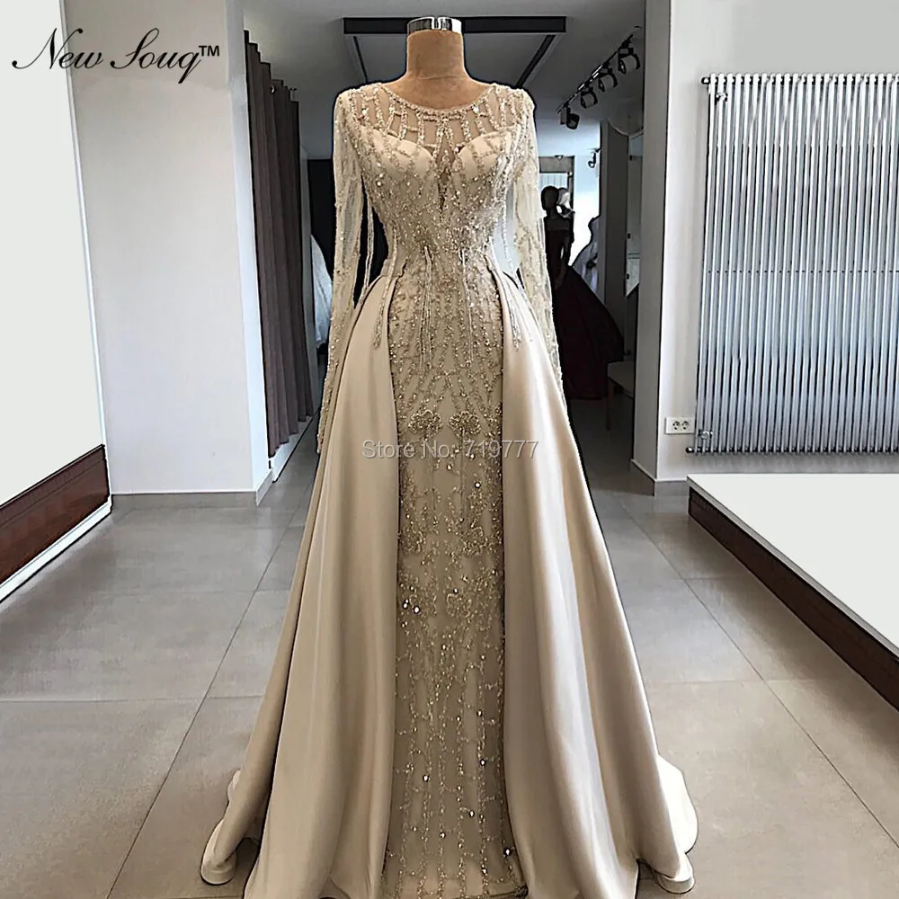 

Crystal Beaded Muslim Evening Dreses 2019 Arabic Robe De Soiree Kaftan Dubai Formal Party Gowns Abiye Turkish Abendkleider