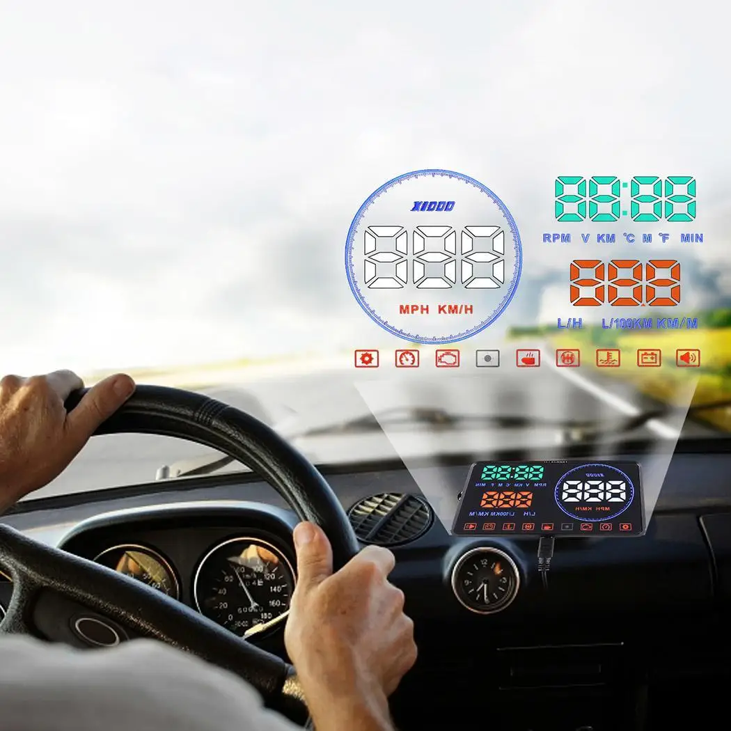 5 дюймов светодиодный экран HUD превышение скорости Предупреждение расход топлива