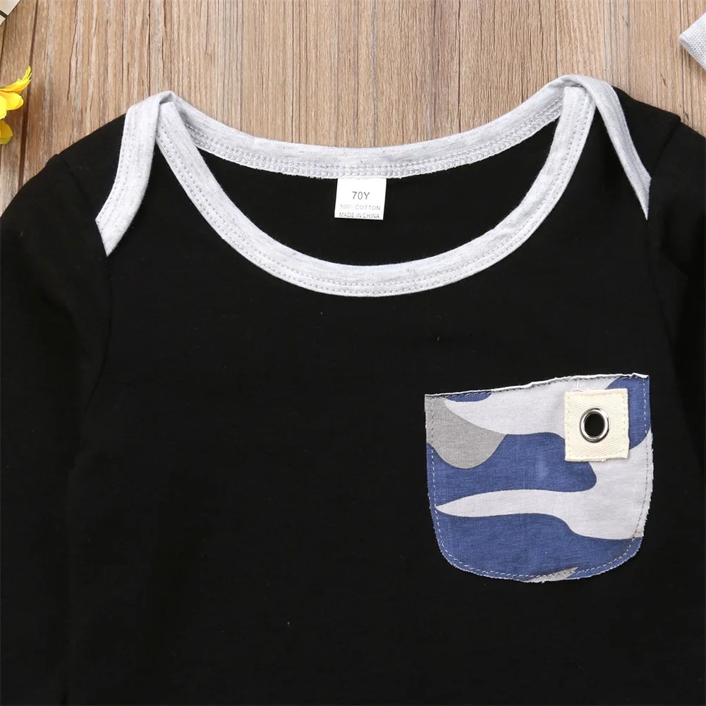 Cool boy Newborn Infant Toddler baby Autumn clothing set Camouflage Hoodie Sweatshirt Top Long Pants Hat kids Warm Clothes |