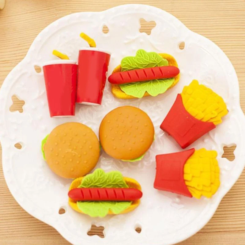 Новый 3D Мини искусственная еда гамбургер Кола картофель фри дети игрушка ластик