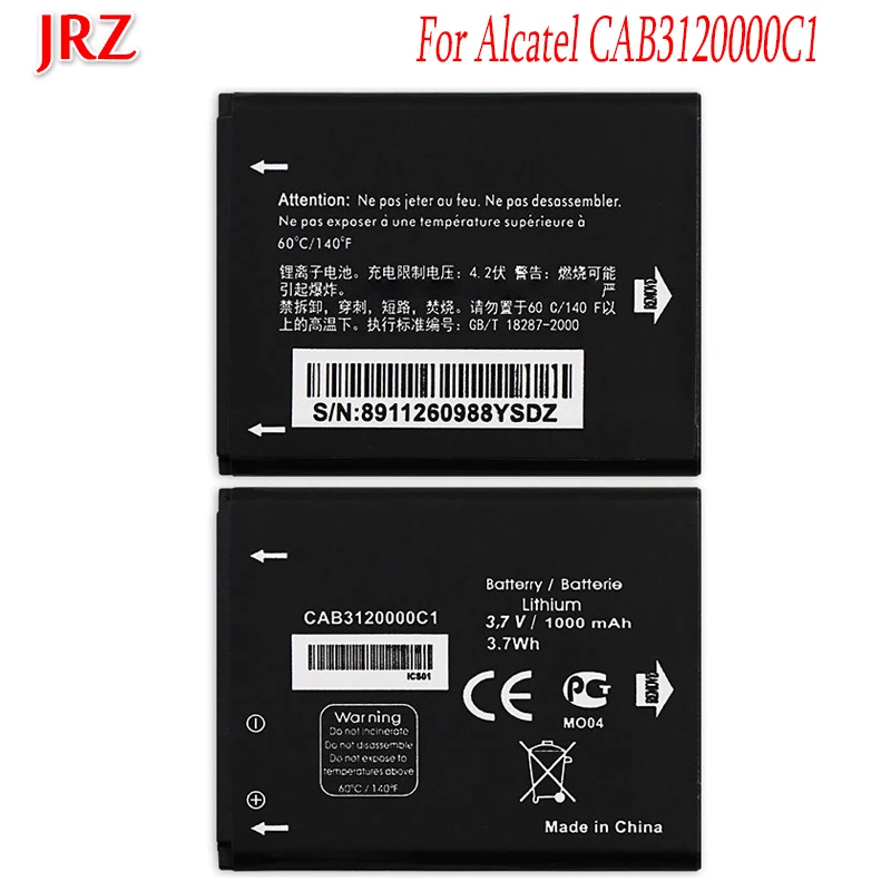 JRZ 3 7 V 1000mAh Для Alcatel CAB3120000C1 CAB3122000C1 One Touch OT710 OT880 OT880A 768 телефонные сменные батареи