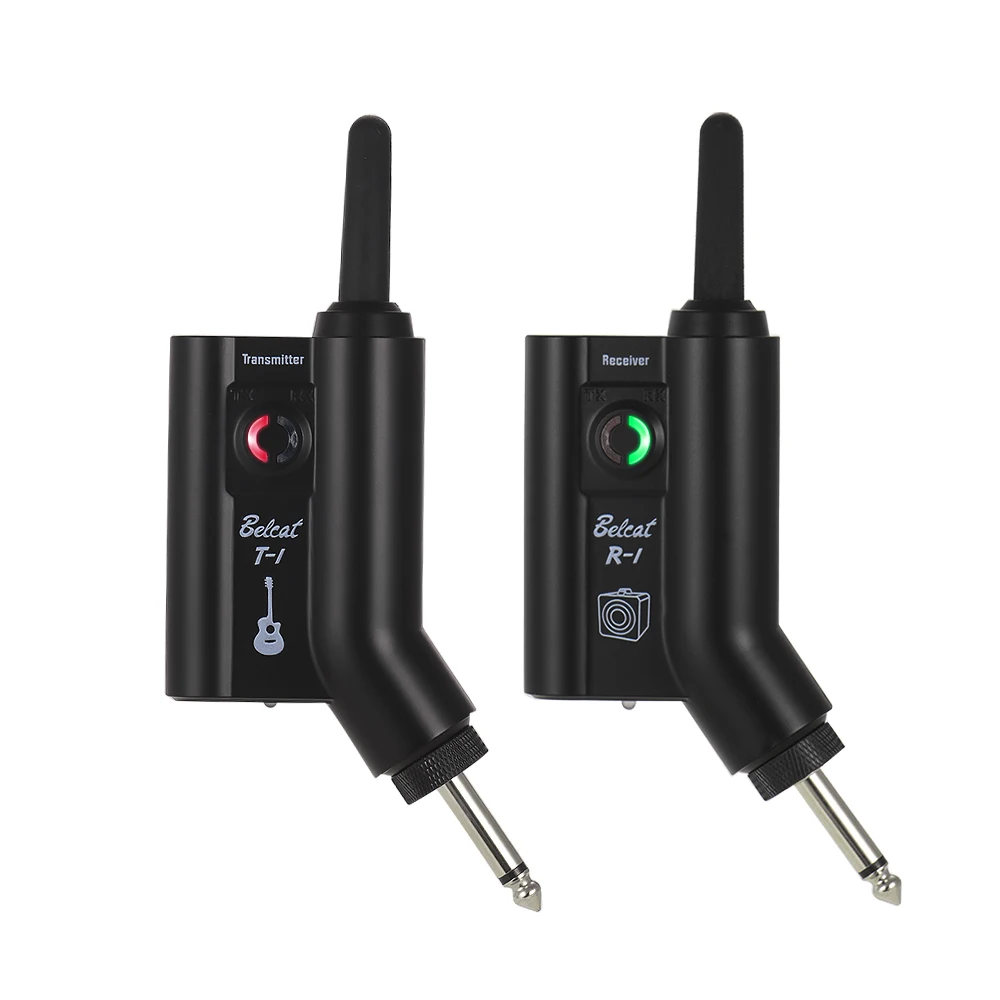 

Belcat T1R1 UHF Rechargeable Guitar Wireless System Electric Guitar Bass Audio Transmitter Receiver Max.100M Transmission Range