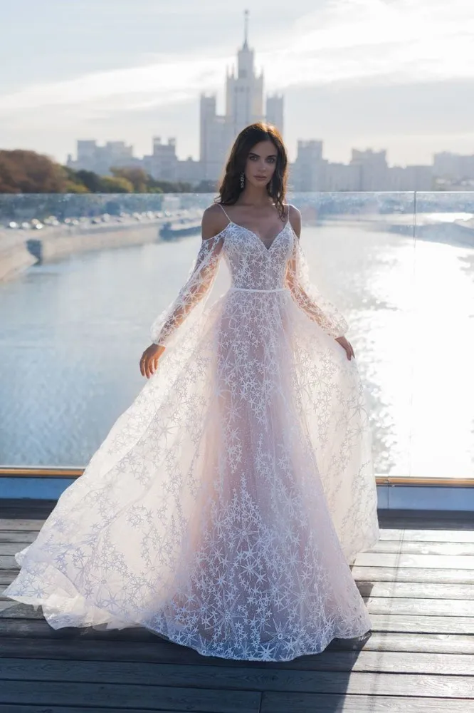 Платье для свадьбы Vivian's Bridal элегантное с аппликацией в виде звезд шикарная