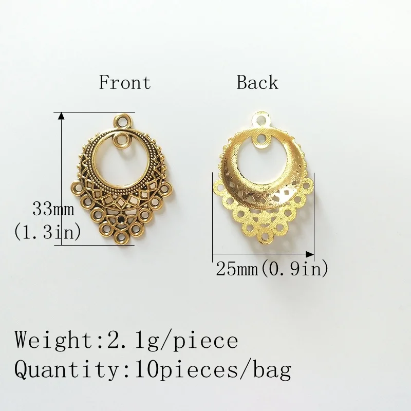 10 шт. новые серьги из сплава цинка с отверстиями Золотые пористый соединитель