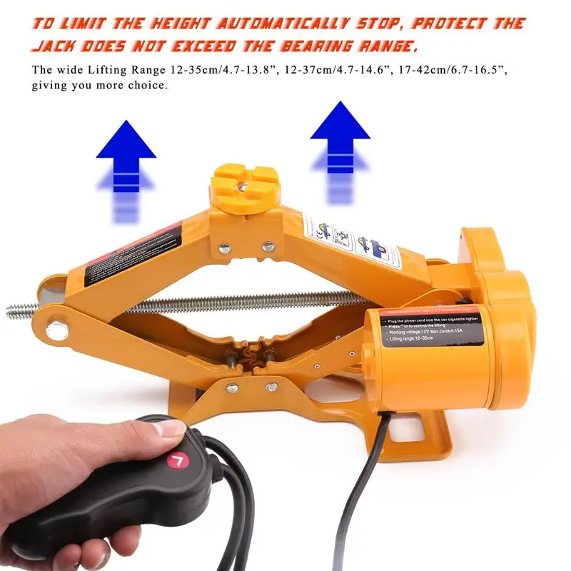 

3Ton DC 12V/10A Fully Automatic Electric Scissor Car Lift Jack Repair Tire Wheel Chang Kit With A Night Light Car Repair Tools