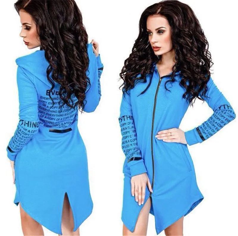 Drawstring New Fashion Zipper jackets for women Long-sleeved Rear Fork Grab Velvet Hoodie G3P7 | Женская одежда
