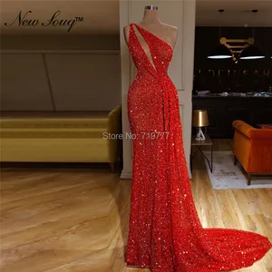 Платье на Одно Плечо, длинное, с блестками, с русалочкой, 2019