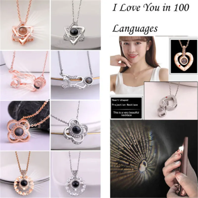 100 I Love You ожерелье розовое золото GP римские цифры кулон память о любви висячие